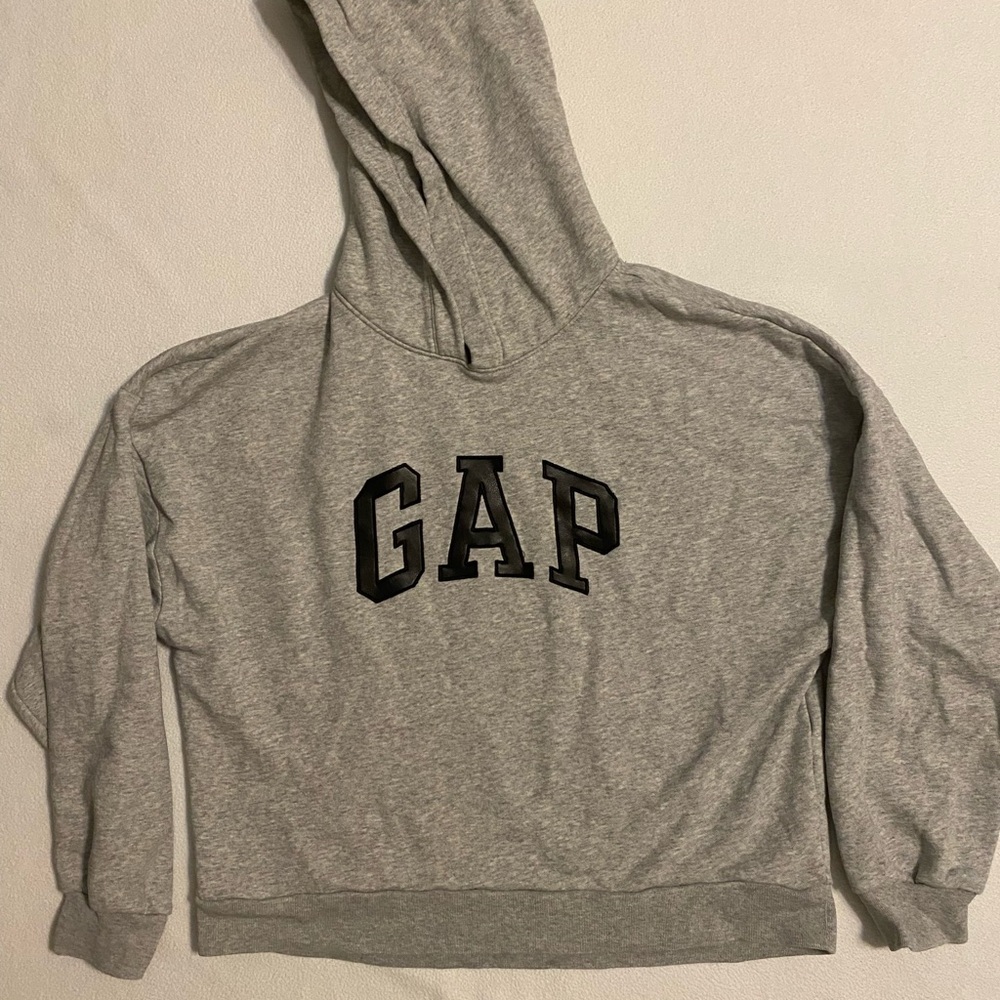 SOLD-GAP Heather Gray Hoodie with Dark Logo